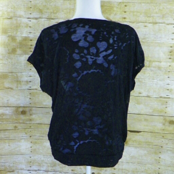 Gap tonal print burnout top black S - Picture 2 of 3